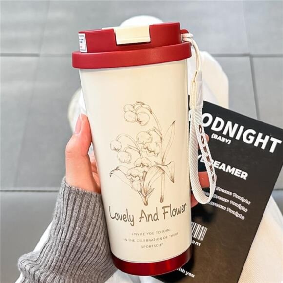 Lovely and Flower Aesthetic Tumbler with Straw - Picture 9 of 9